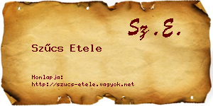 Szűcs Etele névjegykártya